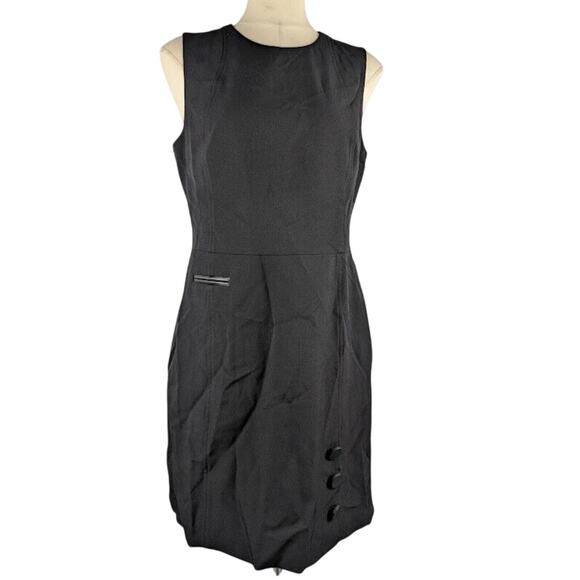 Anne Klein Womens Button Detail Fit & Flare Skater Dress Black Size 8 - Picture 2 of 5